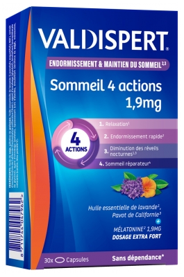 Valdispert Melatonine 1,9 mg 4 Acties 30 Capsules