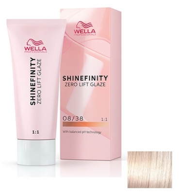 Wella Shinefinity Zero Lift Glaze Coloração Semi-Permanente 60 ml - Cor: 08/38 Louro Claro Dourado Perolado