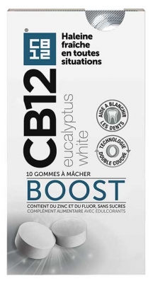 „CB12 Boost“ baltasis eukaliptas, 10 kramtomųjų gumų