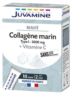 Juvamine Colagen Marin Tip I 3000 mg + Vitamina C 20 Plicuri (a se consuma de preferință înainte de 30/10/2026)