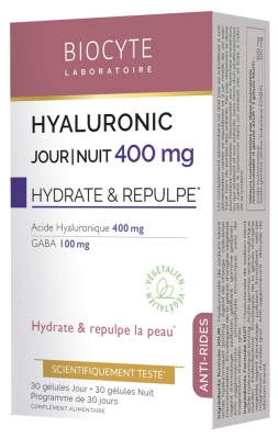 Biocyte Hyaluronic Dienai/Naktį 400 mg Anti-Age 24H 60 Kapsulės (geriausiai vartoti iki 01/11/2026)