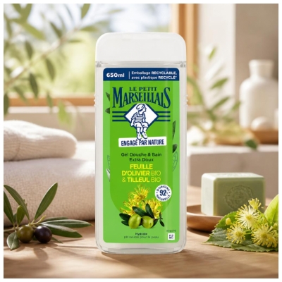 Le Petit Marseillais Extra Gentle Shower & Bath Gel Organic Olive Leaf & Lime Blossom 650 ml