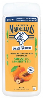 Le Petit Marseillais Extra Mild Aprikos & Ekologisk Hasselnöt Dusch & Badkräm 650 ml