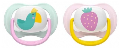 Avent Ultra Air Happy 2 Chupetas Ortodônticas 0-6 Meses - Modelo: Verde / Rosa