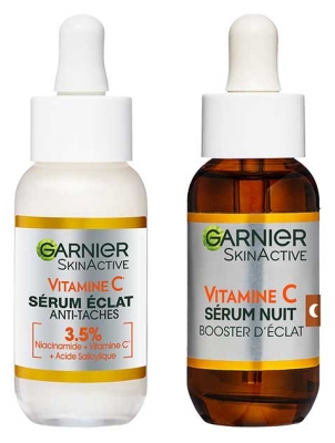 Garnier SkinActive C-vitamiini Kirkastava Anti-Täpläseerumi 30 ml + C-vitamiini Kirkastava Booster Yöseerumi 30 ml
