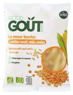 Good Goût Mundrette Stykker Røde Linser, Majs, Havre Fra 10 Måneder Økologisk 35 g (bedst før 03/11/2026)
