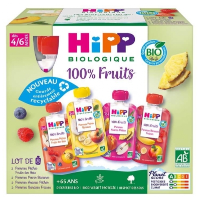 HiPP 100% Fruits from 4/6 Months Organic 8 Gourds (best before 07/11/2026)