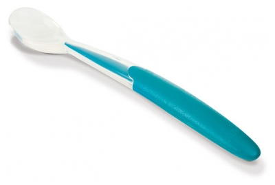 NUK Makkelijk Leren Siliconen Lepel 4 Maanden en Ouder - Kleur: Eend Blauw