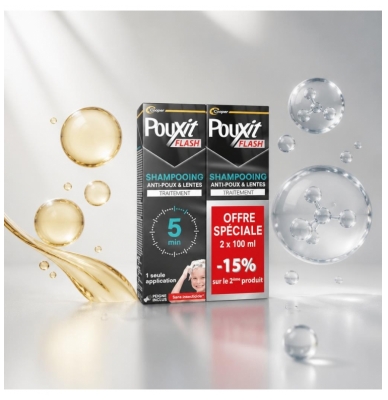 Pouxit Flash Proti Ušem in Gnjidam Šampon za Tretma 2 x 100 ml Posebna Ponudba