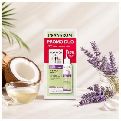 Pranarôm Aromapoux Lotion Traitante Flash Anti-Poux & Lentes Lot de 2 x 100 ml