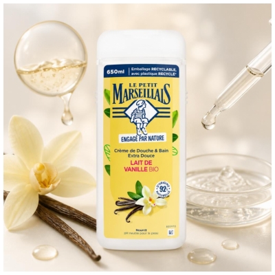 Le Petit Marseillais Crème de Douche & Bain Extra Douce Lait de Vanille Bio 650 ml