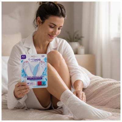 Loua Masque Coréen Pieds en Tissu Ultra-Hydratant 1 Paire K-Beauty 16 ml