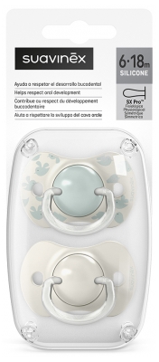 Suavinex Birdies 2 Schnuller mit Symmetrischen Saugern SX Pro 6 bis 18 Monate - Farbe: Grün