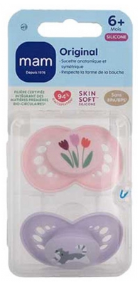 MAM 2 Soothers Original Nature 6 Months and + - Model: Flowers and Cat