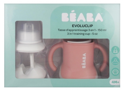 Béaba Evoluclip Taza de Aprendizaje 3 en 1 4 Meses y + - Color: Rosa