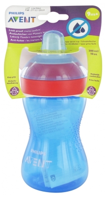 Avent Mehki lonček s slamicami 300 ml 9 mesecev in več - Barva: Modra