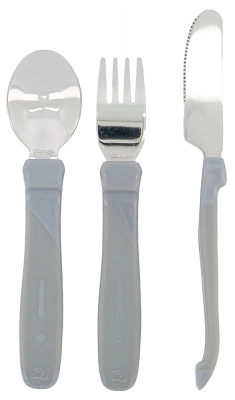 Twistshake Stainless Steel Learning Cutlery 12 Months and + - Colour: Pastel grey