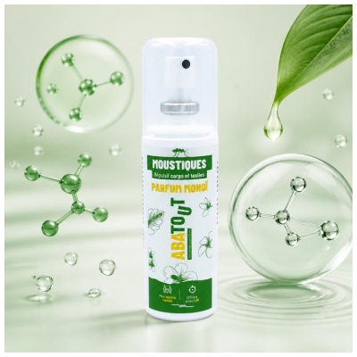 Abatout Moustiques Répulsif Corps et Textiles Parfum Monoï 80 ml