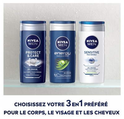 Nivea Men Hydro Care Gel Douche 3en1 Corps Visage et Cheveux 500 ml