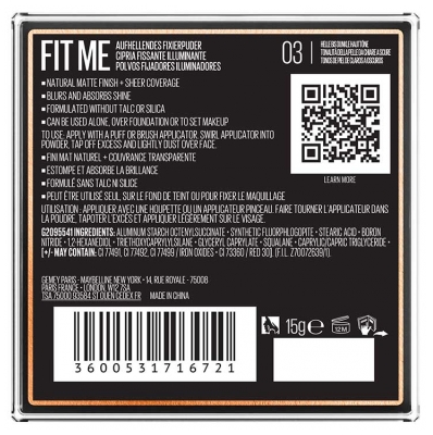 Puder utrwalająco-matujący Maybelline New York Fit Me 15 g - Barwa: 03 Banan