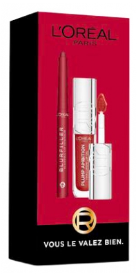 L'Oréal Paris Lip Kit Duo Blurfiller Crayon à Lèvres 1 g & Plump Ambition Huile à Lèvres Repulpante 5 ml