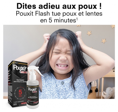 Pouxit Flash Anti-Poux et Lentes Lotion Spray Lot de 2 x 150 ml Offre Spéciale