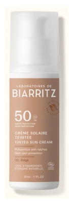 Laboratoires de Biarritz Organiczny Przyciemniany Krem do Opalania Twarzy SPF50 50 ml - Barwa: Beźowy