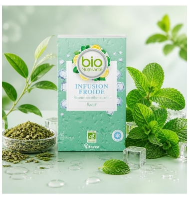 Vitavea Kalter Tee Boost Geschmack Minze-Zitrone Bio 20 Beutel