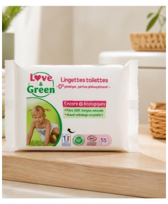 Lenços Umedecidos para Vaso Sanitário Love & Green 55 Lenços