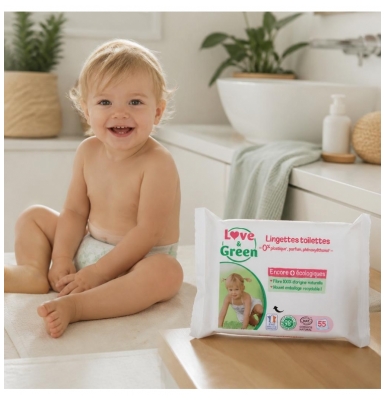 Lenços Umedecidos para Vaso Sanitário Love & Green 55 Lenços