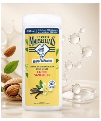 Le Petit Marseillais Crème de Douche & Bain Extra Douce Lait Bio 650 ml