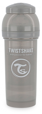Twistshake Biberón Anticólico M 260 ml a Partir de 2 Meses - Color: Gris pastel