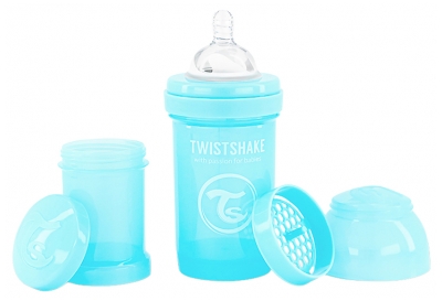 Twistshake Biberón Anticólico S 180 ml 0 Meses y Más - Color: Azul pastel