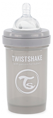 Twistshake Biberon Anti-Colique S 180 ml 0 Mois et + - Couleur : Gris Pastel