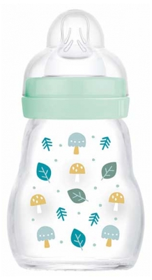 MAM Premium Glasfläschchen 170 ml ab Geburt Nahrungsfluss 1 - Modell: Bär und Igel