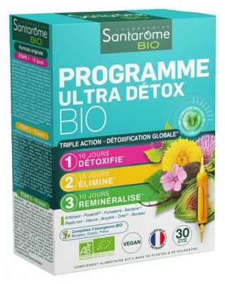 Santarome Organic Ultra Detox Program 30 Ampułek (najlepiej spożyć przed 30.09.2026)