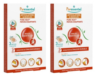 Puressentiel Articulations Patchs Chauffants aux 14 Huiles Essentielles Lot de 2 x 3 Patchs