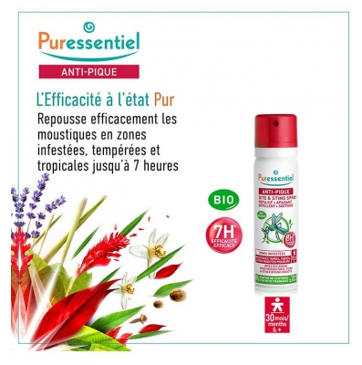 Puressentiel Anti-Pique Spray Répulsif + Apaisant 7H Zones Infestées 75 ml