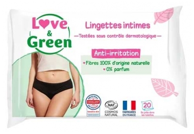 Love & Green Intimtücher 20 Feuchttücher