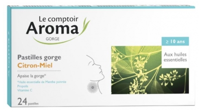 Le Comptoir Aroma Pastiglie per la Gola al Miele di Limone 24 Pastiglie (da consumarsi preferibilmente entro il 30/11/2026)