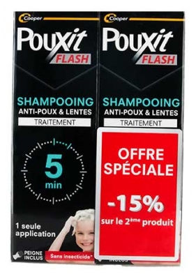 Pouxit Flash pret utīm un nimfām Šampūns Ārstēšana 2 x 100 ml Īpašais piedāvājums