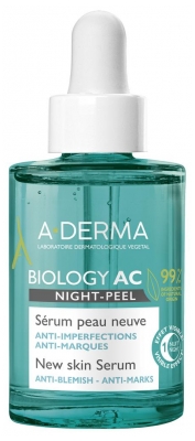 A-DERMA Biology AC Night-Peel Sérum Peau Neuve Bio 30 ml (à consommer de préférence avant le 30/11/2026)