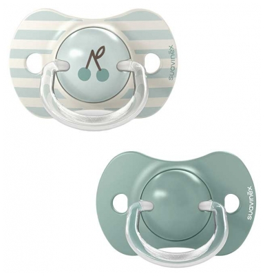 Suavinex Birdies 2 Sucettes avec Tétines Symétriques SX Pro 18 Mois et + - Couleur : Vert