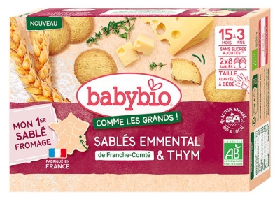 Babybio Frollini Biologici All'emmental e Timo da 15 Mesi a 3 Anni 16 Frollini (da consumarsi preferibilmente entro il 01/12/2026)