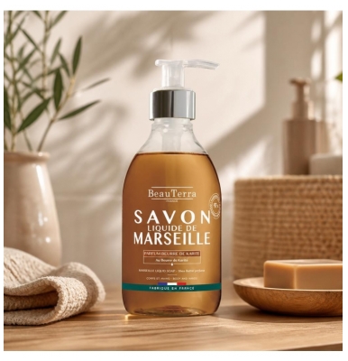 BeauTerra Savon Liquide de Marseille Beurre de Karité 300 ml