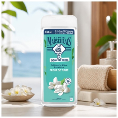 Le Petit Marseillais Gel Douche & Bain Extra Doux Fleur de Tiaré 650 ml