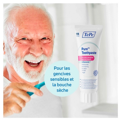 TePe Pure Dentifrice Bouche Sèche et Sensible Non Aromatisé 75 ml
