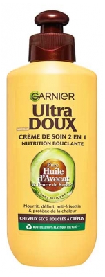 Garnier Ultra Doux Creme de Cuidado 2em1 Nutrição de Caracóis Cabelo Seco Caracolado a Crespo 200 ml