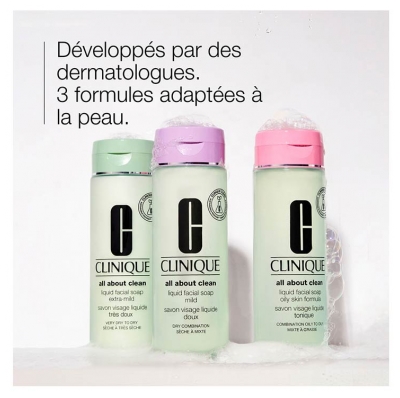 Clinique Savon Visage Liquide Doux Peau Sèche à Mixte Recharge 400 ml