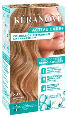 Kéranove Active Care+ Coloration Permanente 152 ml - Coloration : 8.0 Blond Clair Naturel